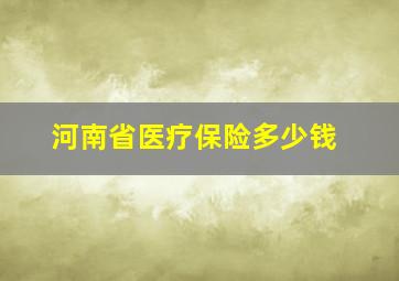 河南省医疗保险多少钱