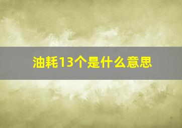 油耗13个是什么意思