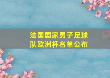 法国国家男子足球队欧洲杯名单公布