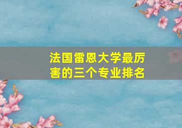 法国雷恩大学最厉害的三个专业排名