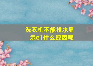 洗衣机不能排水显示e1什么原因呢