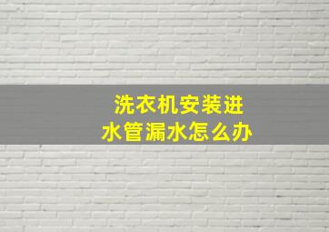 洗衣机安装进水管漏水怎么办