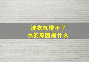 洗衣机排不了水的原因是什么