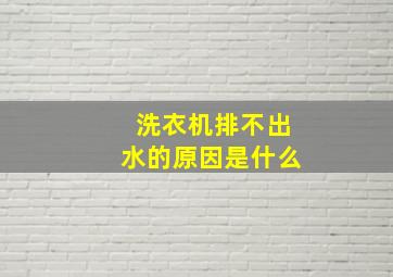 洗衣机排不出水的原因是什么