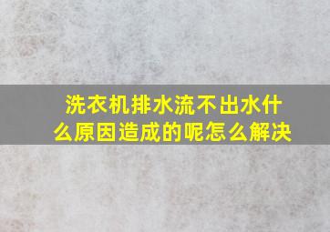 洗衣机排水流不出水什么原因造成的呢怎么解决