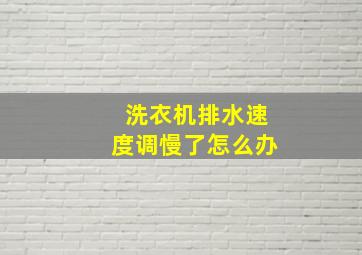 洗衣机排水速度调慢了怎么办