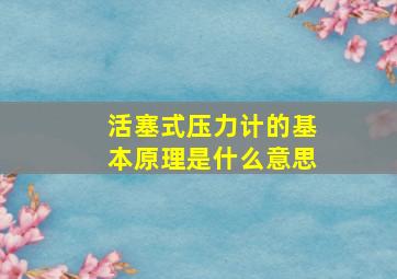 活塞式压力计的基本原理是什么意思