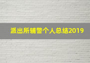 派出所辅警个人总结2019