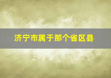 济宁市属于那个省区县