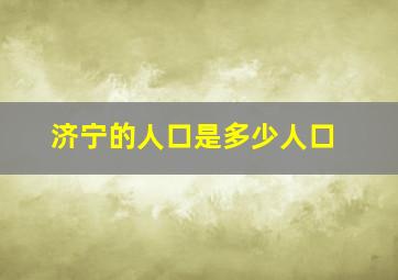 济宁的人口是多少人口