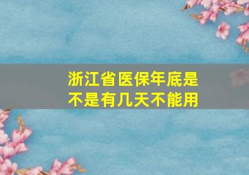 浙江省医保年底是不是有几天不能用