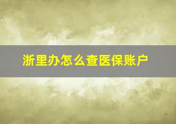 浙里办怎么查医保账户