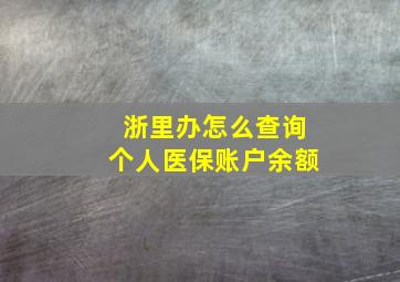 浙里办怎么查询个人医保账户余额