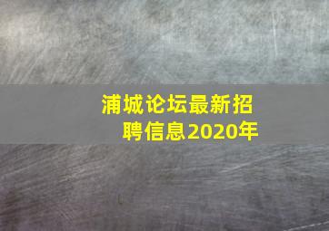 浦城论坛最新招聘信息2020年