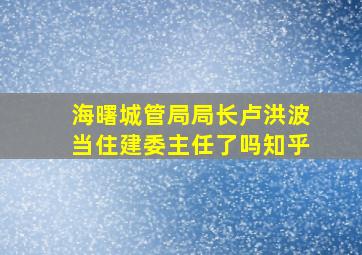 海曙城管局局长卢洪波当住建委主任了吗知乎