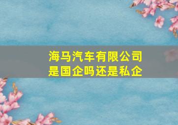 海马汽车有限公司是国企吗还是私企