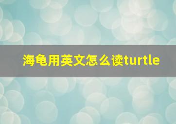 海龟用英文怎么读turtle