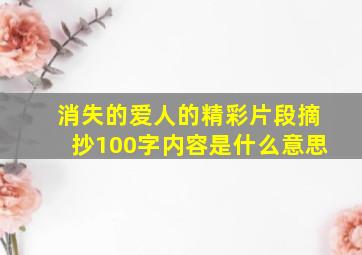 消失的爱人的精彩片段摘抄100字内容是什么意思