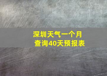 深圳天气一个月查询40天预报表