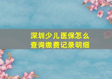 深圳少儿医保怎么查询缴费记录明细