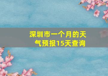 深圳市一个月的天气预报15天查询