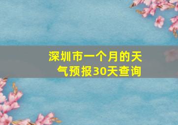 深圳市一个月的天气预报30天查询