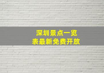 深圳景点一览表最新免费开放