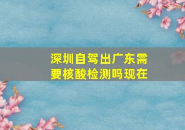 深圳自驾出广东需要核酸检测吗现在