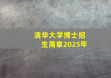 清华大学博士招生简章2025年