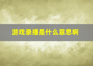 游戏录播是什么意思啊