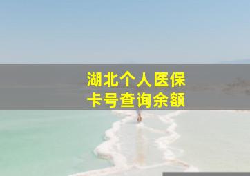 湖北个人医保卡号查询余额