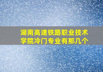 湖南高速铁路职业技术学院冷门专业有那几个