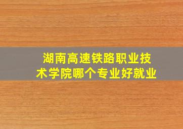 湖南高速铁路职业技术学院哪个专业好就业