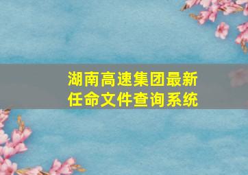 湖南高速集团最新任命文件查询系统