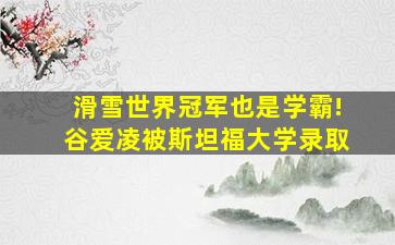 滑雪世界冠军也是学霸!谷爱凌被斯坦福大学录取