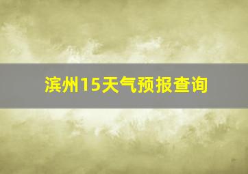 滨州15天气预报查询