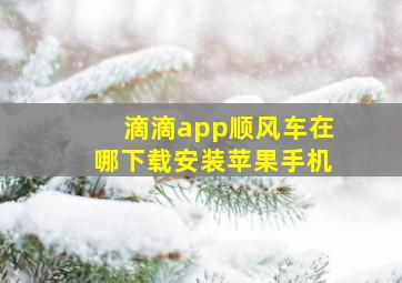 滴滴app顺风车在哪下载安装苹果手机