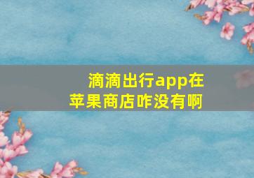 滴滴出行app在苹果商店咋没有啊