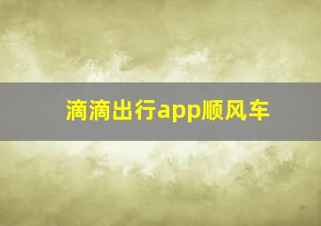 滴滴出行app顺风车