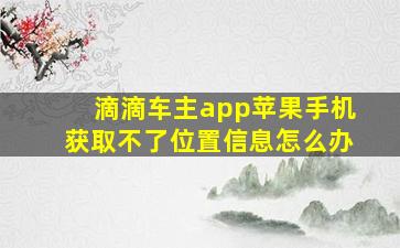 滴滴车主app苹果手机获取不了位置信息怎么办