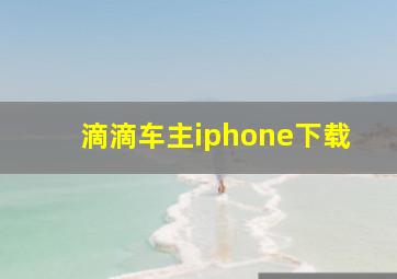 滴滴车主iphone下载