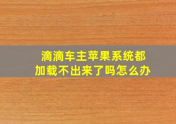 滴滴车主苹果系统都加载不出来了吗怎么办