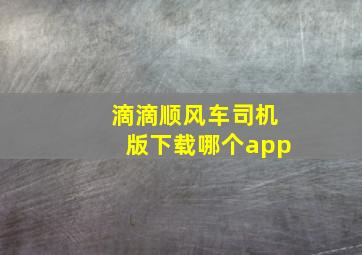 滴滴顺风车司机版下载哪个app