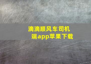 滴滴顺风车司机端app苹果下载