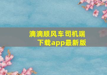 滴滴顺风车司机端下载app最新版