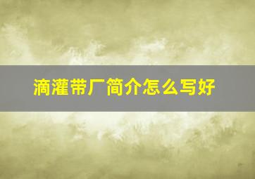 滴灌带厂简介怎么写好