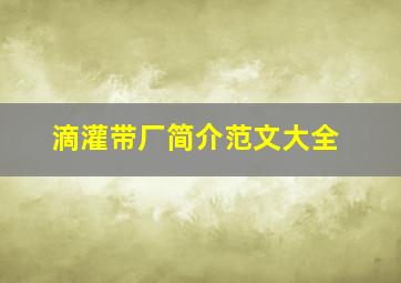 滴灌带厂简介范文大全