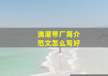 滴灌带厂简介范文怎么写好