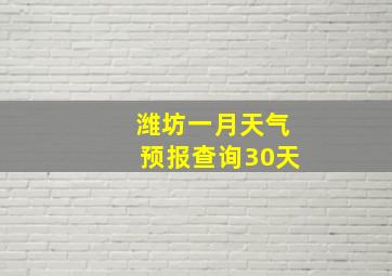 潍坊一月天气预报查询30天