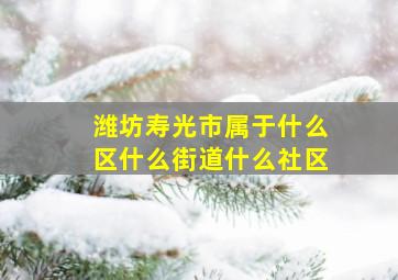 潍坊寿光市属于什么区什么街道什么社区